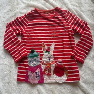 Mini Boden Holiday Appliqué Long Sleeve Tee 3-4Y